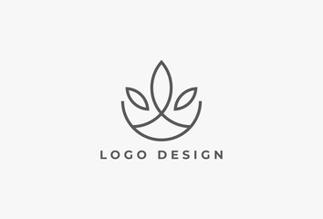 Leaf Flower Tree mono line. Universal creative premium symbol. Vector sign icon logo template. Vector illustration