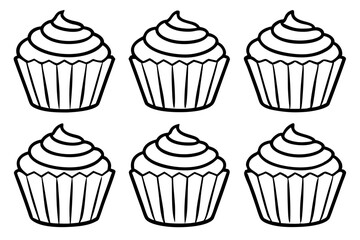 Cupcake Doodle Set Line Art Edition