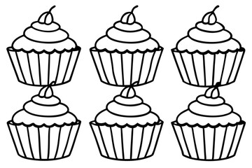 Cupcake Doodle Set Line Art Edition