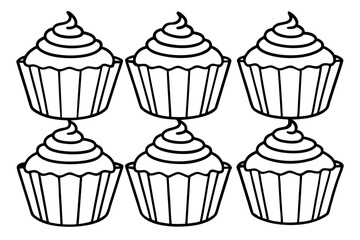 Cupcake Doodle Set Line Art Edition
