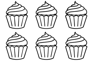 Cupcake Doodle Set Line Art Edition
