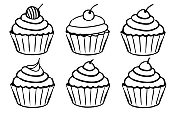 Cupcake Doodle Set Line Art Edition