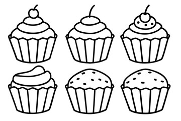 Cupcake Doodle Set Line Art Edition