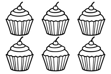 Cupcake Doodle Set Line Art Edition