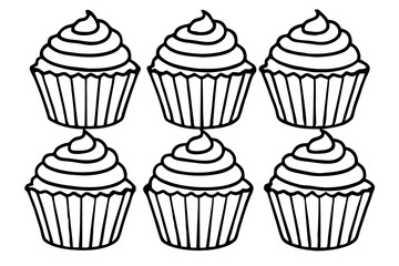 Cupcake Doodle Set Line Art Edition