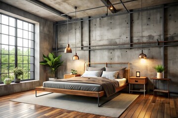Minimalistic Scandinavian Bedroom Design with Neutral Tones and Soft Linens. generative AI