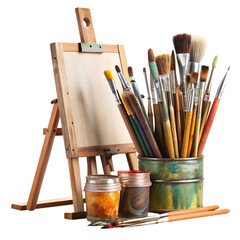 Wooden Easel Paint Brushes Artist Supplies Still Life Painting Art oil fine craft image   