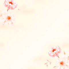 Fototapeta premium An a featuring soft,hand-painted blossoms like peonies,