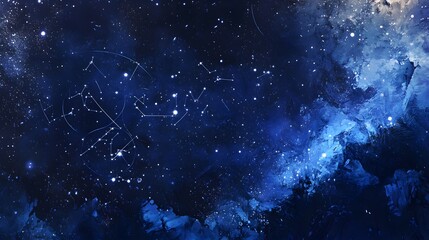 Obraz premium Starry night sky with zodiac constellations