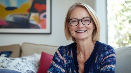 Portrait of a smiling mature woman relaxing at home
