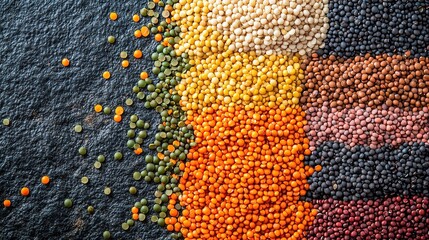 Neat Pile of Lentils Showcasing Detailed Textures and Colors