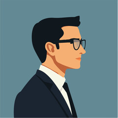 Flat vector illustration of a business man. Strict style. Office worker. Entrepreneur. Director.