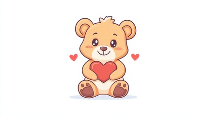 Obraz premium Adorable Teddy Bear Holding a Red Heart