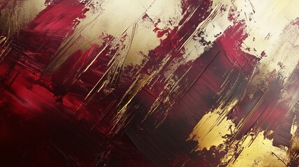 Fototapeta premium Maroon and Gold Elegance, a luxurious artwork featuring rich brush strokes and textured layers for an opulent atmosphere.