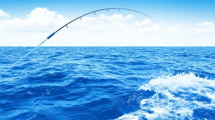 Obraz premium Ocean Fishing Rod Cast Blue Water Summer Day