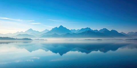 Serene Mountain Lake Reflection at Dawn A Picturesque Panorama