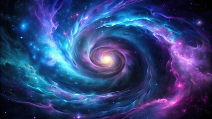 Obraz premium Black wallpaper features a mesmerizing swirl of purple and blue gases in a nebula-like pattern, nebula, astronomical, ethereal, swirly patterns