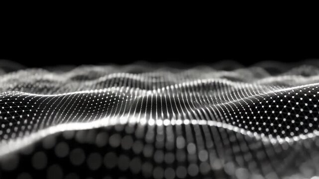Futuristic Digital Wave of Glowing Particles in Motion