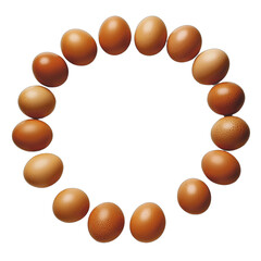 a group of brown eggs in a circle on a transparent background, PNG image, PNG file, Generative art.
