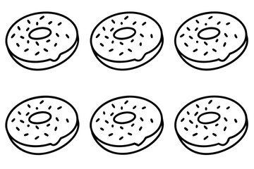 Fototapeta premium Donut Doodles A Line Art Vector Set