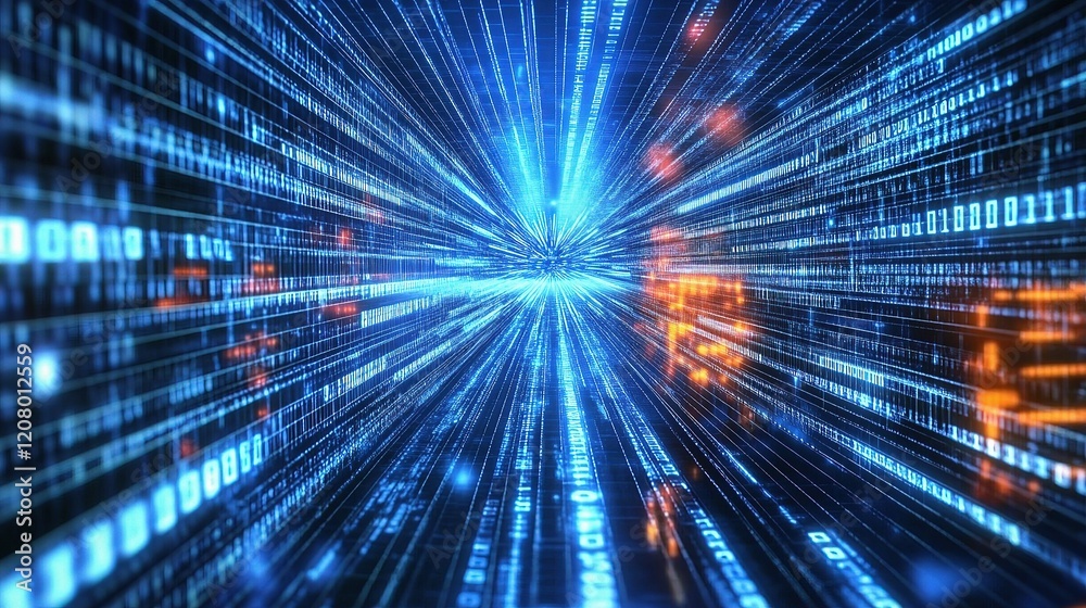 Poster abstract technology background with data stream and lines concept