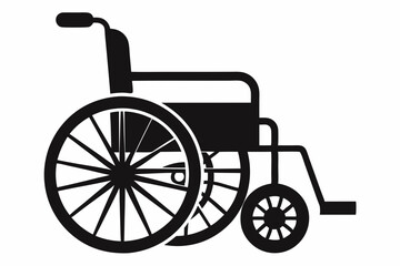 Wheelchair silhouette vector illustration. A black and white picture of a wheelchair with a wheel and wheel

