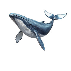 Fototapeta premium a large humpback whale in the ocean on a transparent background, PNG image, PNG file, Generative art.