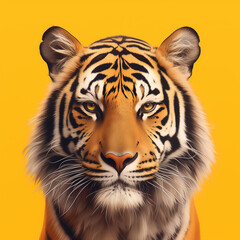 Fototapeta premium Tiger head creative illustration graphic design. Tiger concept poster. Digital raster bitmap. AI artwork. 