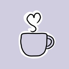 Sticker of coffee cup isolated 