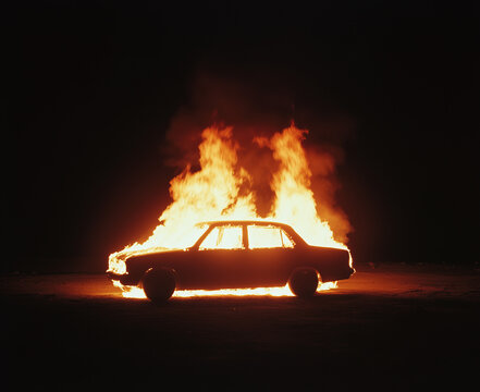 Fototapeta car on fire