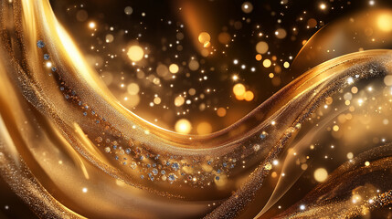 A golden background with shiny crystals randomly placed around the corners, reflecting light to create a rich and elegant look