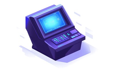 Retro computer data processing, futuristic background, digital art