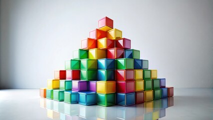 Colorful Cubes Arranged in a Pyramid Shape Representing Growth and Success