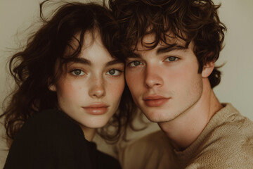 Intimate Portrait of a Young Couple: A Captivating Close-Up of Love, Connection, and Natural Beauty