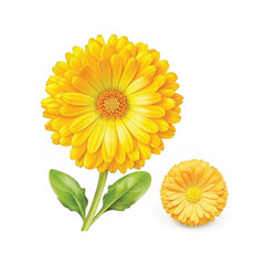 Closeup of calendula over white background
