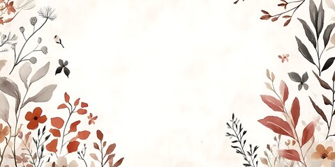 Obraz premium Watercolor flowers background for design. Floral border frame card template.