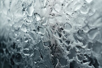 Obraz premium Abstract close-up of water droplets on a cold surface, creating a textured, icy pattern.