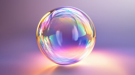 Captivating Floating Bubble Abstract Digital Art Colorful Reflections Soft Background Eye-Level View Conceptual Beauty