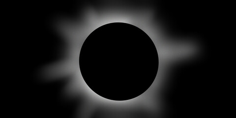 monchrome, grainy, white on black solar eclipse