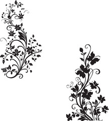 Floral vintage ornaments floral corner border silhouette vector isolated