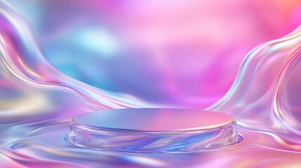 Naklejka premium Abstract Colorful Wave Patterns with Reflective Surface Studio Digital Art Vibrant Environment Aesthetic Viewpoint