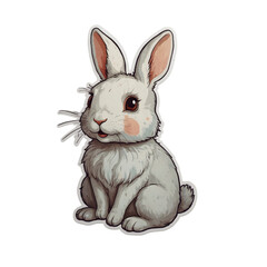 Obraz premium Adorable White Bunny Illustration – Cute Rabbit Vector Art for Stickers, Prints, and Digital Designs