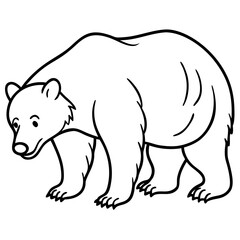 Bear Foraging  isolated line art vector on white background 
