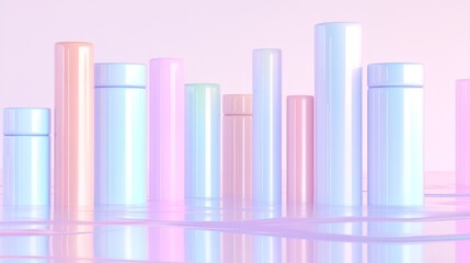 Obraz premium Pastel Cylinders Reflecting in Calm Water