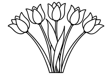 Elegant Tulip Bouquet Line Art Collection set