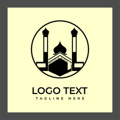 A circular logo featuring a stylized mosque with two minarets on either side and a dome in the center