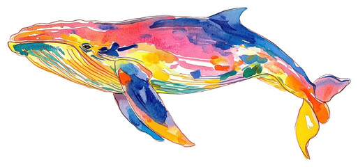 Fototapeta premium PNG Whale illustration watercolor aquatic.