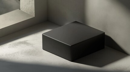 Black rectangular box in dramatic light and shadow