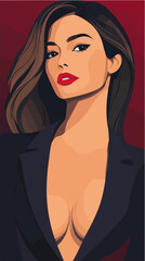 Flat vector illustration of business woman. Office worker. Entrepreneur. Director. Beautiful female.