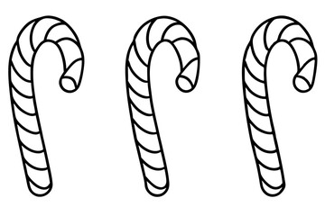 Holiday-Themed Candy Cane Line Art Set